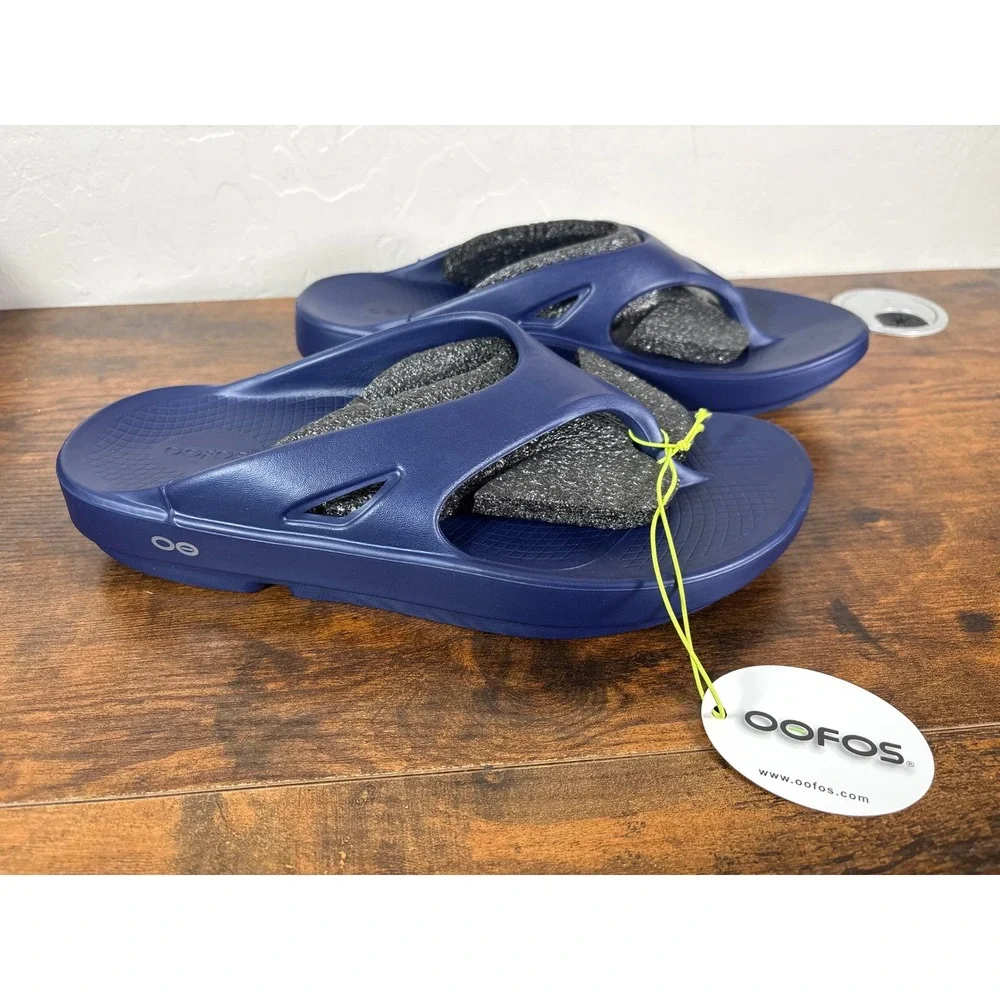 Oofos OOriginal Unisex Navy Recovery Sandal M10 W12 Style 1000 NWT